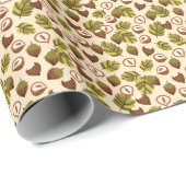 Papier Cadeau Acorns Feuilles de noisette Motif sans couture (Coin rond)