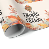 Papier Cadeau Action de grâce avec dinde (Coin rond)