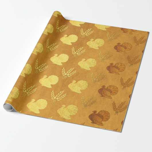 Papier Cadeau Action de grâce feuille d'or (Déroulé)
