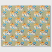 Papier Cadeau Action de grâces Citrouille orange et bleu (Plat)