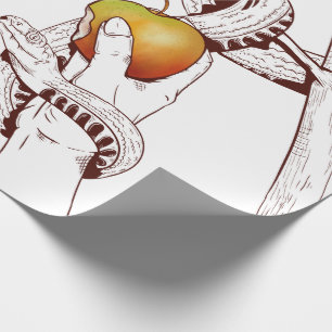Papier Cadeau Adam et Eve cueillette de pommes