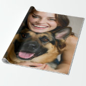 Papier Cadeau Add German Shepherd Photo Personalize (Déroulé)
