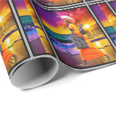 Papier Cadeau Admirer le coucher du soleil (Coin rond)