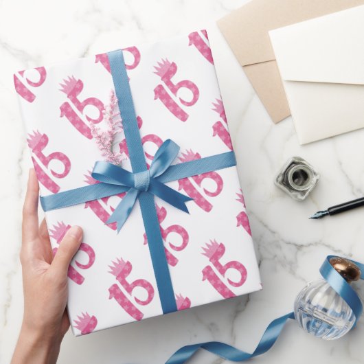 Papier Cadeau ado de 15 ans Anniversaire Quinze Couronne rose (Cadeaux)