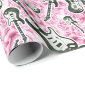 Papier Cadeau ado Filles rock et roll rose (Coin rond)