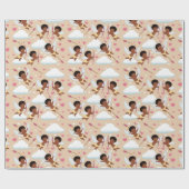 Papier Cadeau Adorable Afro-Américain Cherub avec les Coeurs (Plat)