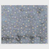 Papier Cadeau Adorable aquarelle scintillante or étoile lavande (Plat)