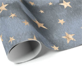 Papier Cadeau Adorable aquarelle scintillante or étoile lavande (Coin rond)