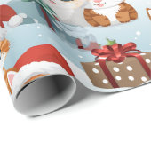 Papier Cadeau adorable chatons de Noël (Coin rond)