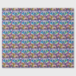 Papier Cadeau Adorable Dragons arc-en-ciel