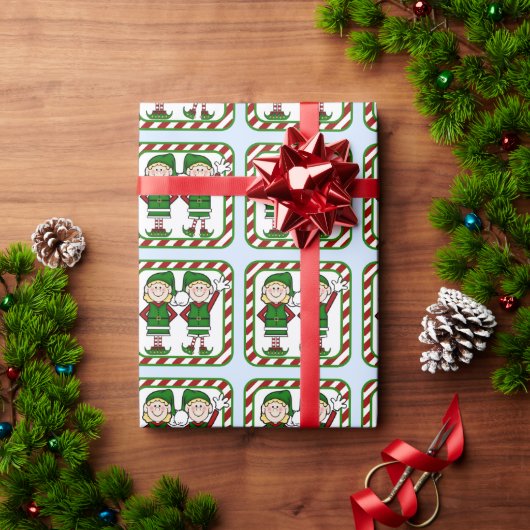 Papier Cadeau Adorable elfes de Noël (Cadeau de vacances)