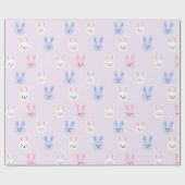 Papier Cadeau Adorable Enfants Lapin Violet Pâques (Plat)