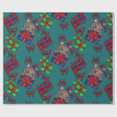 Papier Cadeau Adorable Kitty Chat en Parcelle avec Bowtie Présen (Plat)