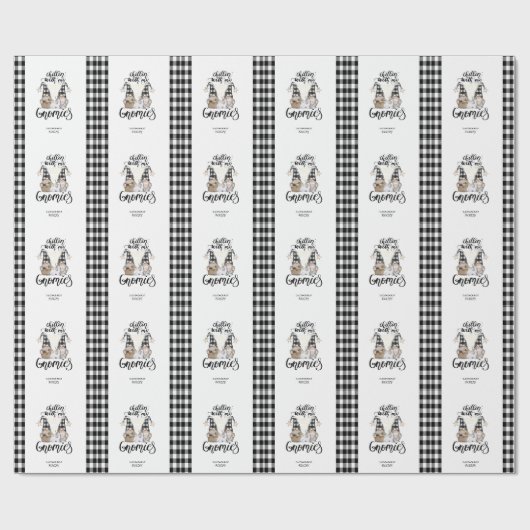 Papier Cadeau Adorable mignonne Gnomes Black Buffalo Plaid (Plat)