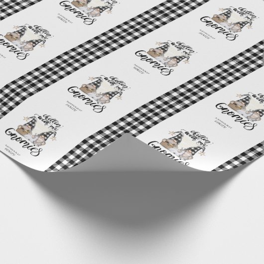 Papier Cadeau Adorable mignonne Gnomes Black Buffalo Plaid (Coin)