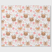 Papier Cadeau Adorable Motif de cerfs (Plat)