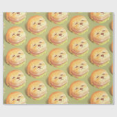 Papier Cadeau Adorable Motif de hamburger visage chien (Plat)