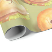 Papier Cadeau Adorable Motif de hamburger visage chien (Coin rond)