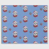 Papier Cadeau adorable Noël Husky (Plat)