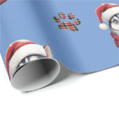 Papier Cadeau adorable Noël Husky (Coin rond)