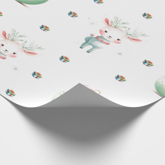 Papier Cadeau Adorable Noël Pastel Deer en blanc (Coin)