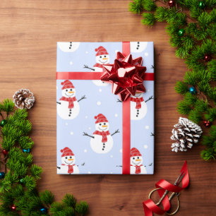 Papier Cadeau Adorable Noël Snowman Motifs Festive