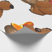 Papier Cadeau Adorable Ours d'amour du miel avec Pot de miel