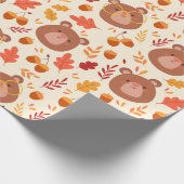 Papier Cadeau Adorable Ours D'Automne (Coin)