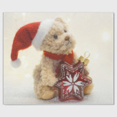 Papier Cadeau Adorable ours en peluche Santa Hat, Vacances (Plat)
