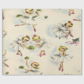 Papier Cadeau Adorable Petite Ballerinas Kittens Noël Holly (Plat)