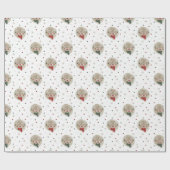 Papier Cadeau Adorable renne de Noël - blanc (Plat)