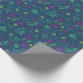 Papier Cadeau Adorable Turquoise vert Blackberry motif floral (Coin)