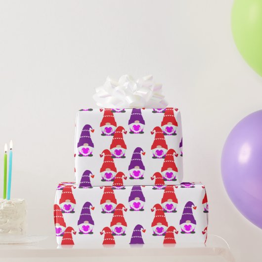 Papier Cadeau adorable Valentines Day Gnome Rouge Noir Blanc Gue (Cadeaux de fête)