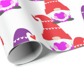 Papier Cadeau adorable Valentines Day Gnome Rouge Noir Blanc Gue (Coin rond)