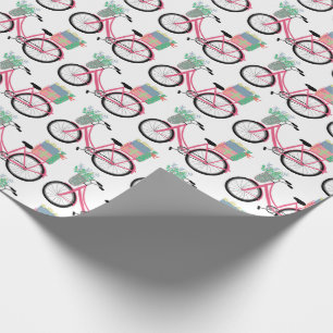 Papier Cadeau Adorable Vélo de Noël rose Vacances Noël Cadeau