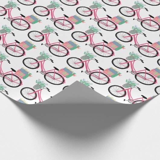 Papier Cadeau Adorable Vélo de Noël rose Vacances Noël Cadeau (Coin)
