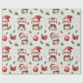 Papier Cadeau Adorables chatons de Noël (Plat)