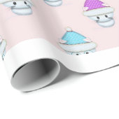 Papier Cadeau Adorables chatons d'hiver (Coin rond)