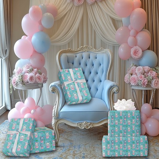 Papier Cadeau Adorables chatons roses et bleus