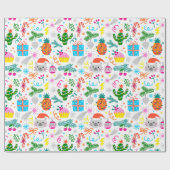 Papier Cadeau Adorables Chats De Noël Cactus Et Ananas (Plat)