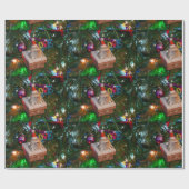 Papier Cadeau Adorables Hérisson De Noël Sur Un Arbre (Plat)