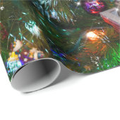 Papier Cadeau Adorables Hérisson De Noël Sur Un Arbre (Coin rond)