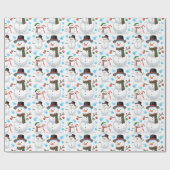 Papier Cadeau Adorables hommes de neige de Noël (Plat)