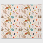 Papier Cadeau Adorables Lapins De Noël Et Rennes (Plat)