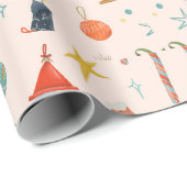 Papier Cadeau Adorables Lapins De Noël Et Rennes (Coin rond)