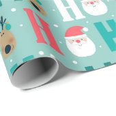 Papier Cadeau Adorables Noël Ho Ho Ho Santas Et Pingouins (Coin rond)