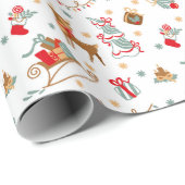 Papier Cadeau Adorables Noël mignon Cerf (Coin rond)