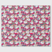 Papier Cadeau Adorables Noël mignon Père Noël (Plat)