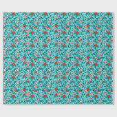 Papier Cadeau Adorables Sucres de canne De Noël Et Cerises (Plat)