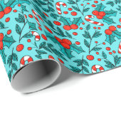 Papier Cadeau Adorables Sucres de canne De Noël Et Cerises (Coin rond)